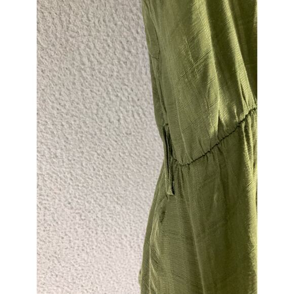 Women's Green Wrap Cami Midi Dress One Size Casual‎ - Picture 9 of 10